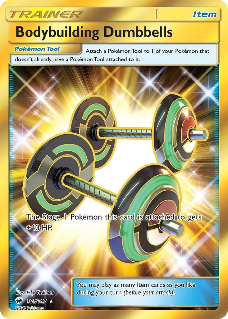 Image for Bodybuilding Dumbbells (Secret) (161/147) (SM - Burning Shadows) - Pokemon