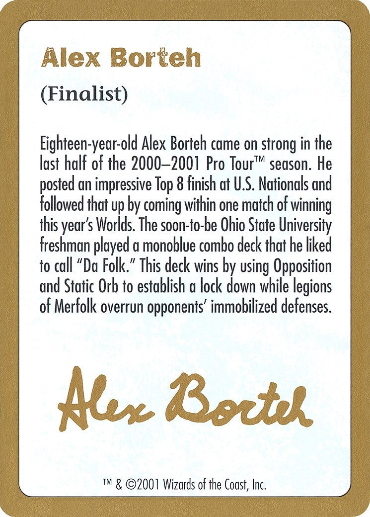 Image for 2001 Alex Borteh Biography Card (World Championship Decks) - Magic: The Gathering