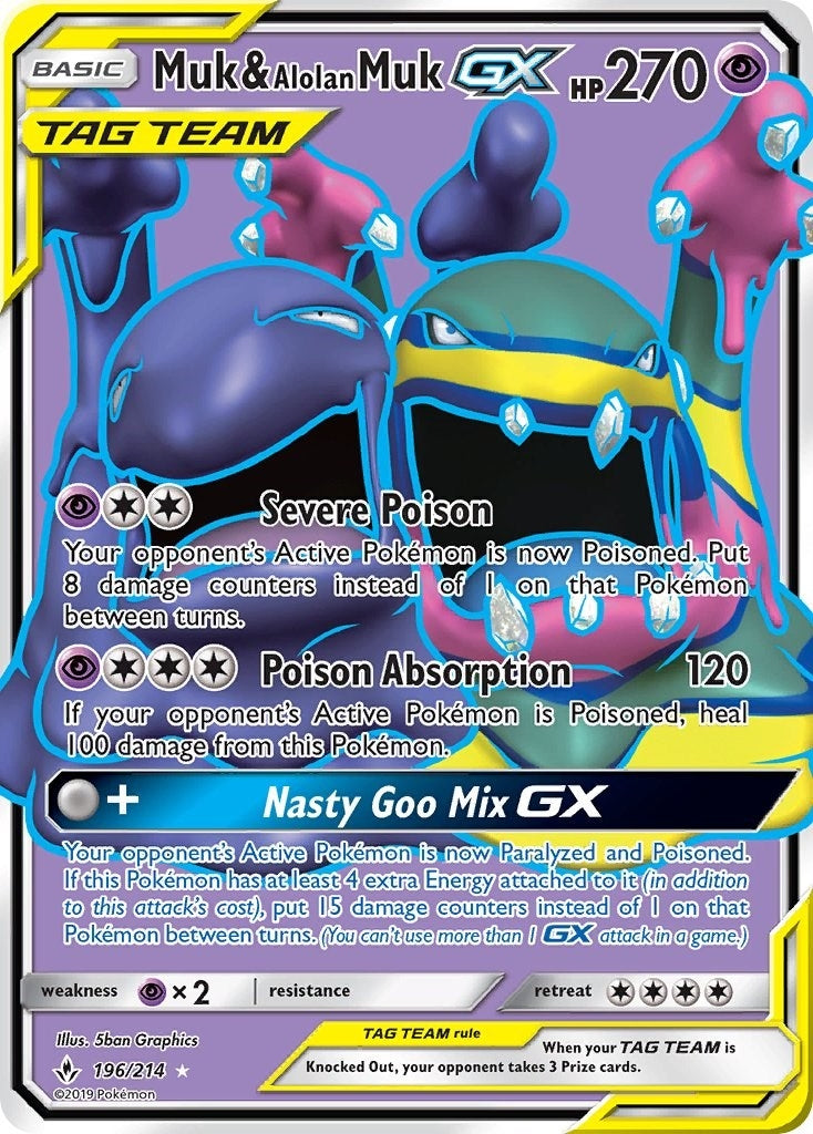 Image for Muk & Alolan Muk GX (196) (Full Art) (196/214) (SM - Unbroken Bonds) - Pokemon