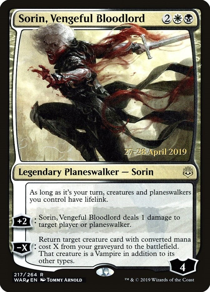 Image for Sorin, Vengeful Bloodlord (217) (Prerelease Cards) - Magic: The Gathering