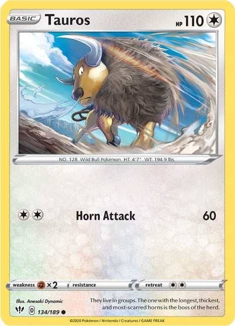 Image for Tauros (134/189) (SWSH03: Darkness Ablaze) - Pokemon
