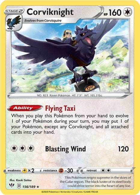 Image for Corviknight (156/189) (SWSH03: Darkness Ablaze) - Pokemon