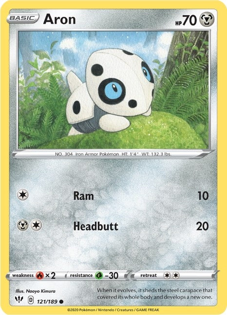Image for Aron (121/189) (SWSH03: Darkness Ablaze) - Pokemon