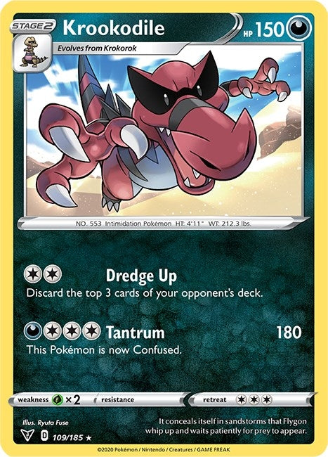 Image for Krookodile (109/185) (SWSH04: Vivid Voltage) - Pokemon
