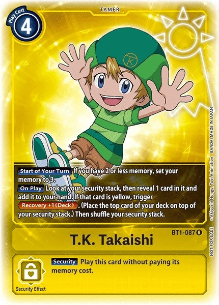 Image for T.K. Takaishi (Box Topper) (BT1-087 R) (Release Special Booster 1.0) - Digimon Card Game