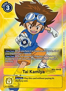 Image for Tai Kamiya (Box Topper) (BT4-094 R) (Great Legend) - Digimon Card Game