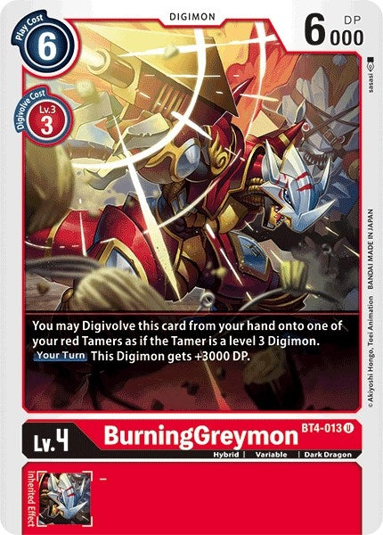 Image for BurningGreymon (BT4-013 U) (Great Legend) - Digimon Card Game