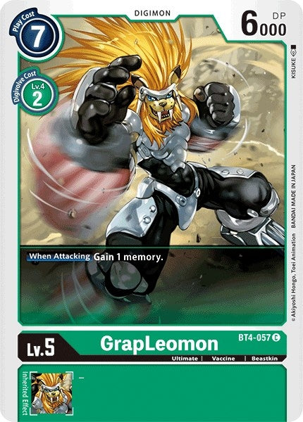 Image for GrapLeomon (BT4-057 C) (Great Legend) - Digimon Card Game