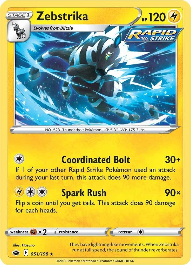 Image for Zebstrika (051/198) (SWSH06: Chilling Reign) - Pokemon