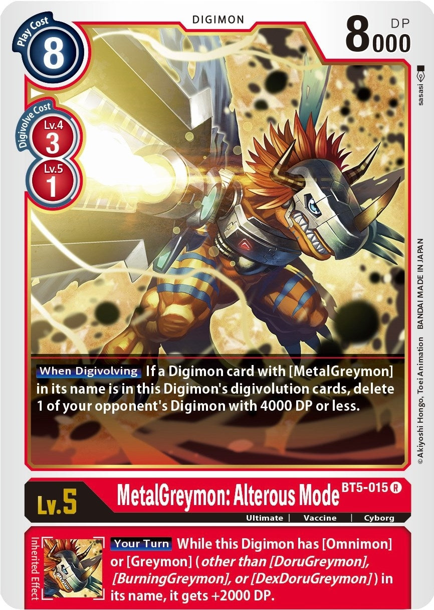Image for MetalGreymon: Alterous Mode (BT5-015 R) (Battle of Omni) - Digimon Card Game