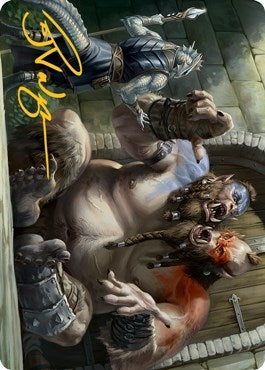 Image for Ettin Art Card (Gold-Stamped Signature) (13) (Art Series: Adventures in the Forgotten Realms) - Magic: The Gathering