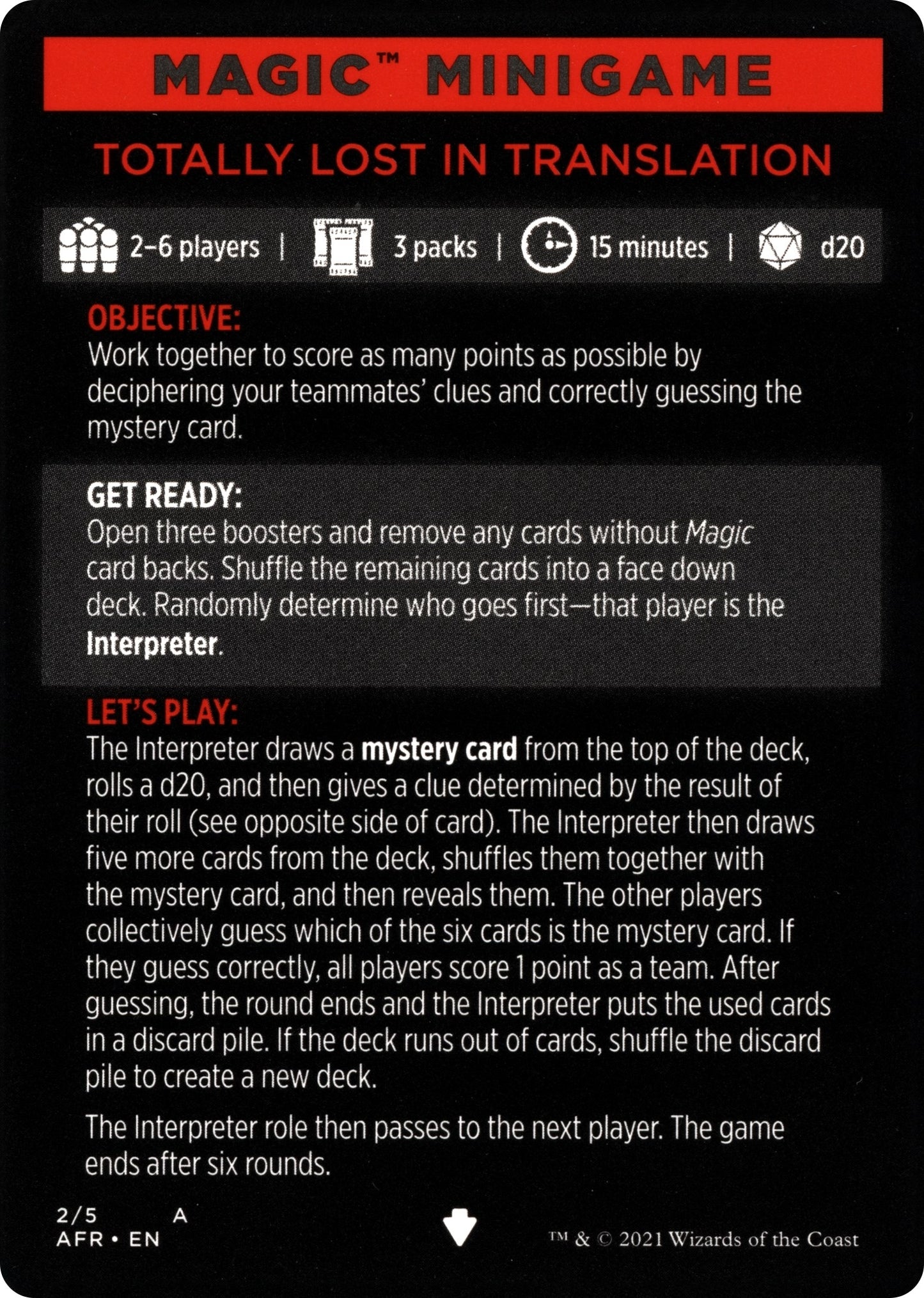 Image for Magic Minigame: Totally Lost in Translation (2) (Adventures in the Forgotten Realms) - Magic: The Gathering