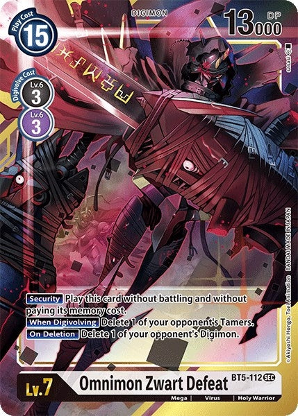 Image for Omnimon Zwart Defeat (Alternate Art) (BT5-112 SEC) (Battle of Omni) - Digimon Card Game