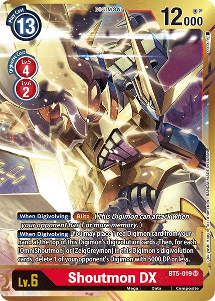 Image for Shoutmon DX (Alternate Art) (BT5-019 SR) (Battle of Omni) - Digimon Card Game