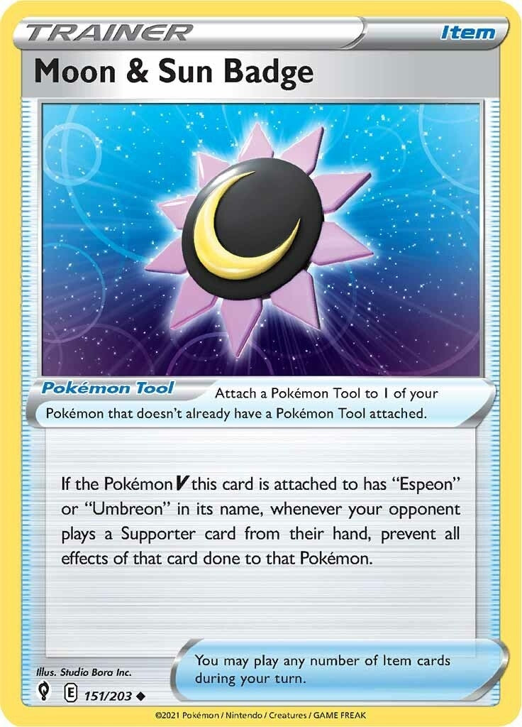 Image for Moon & Sun Badge (151/203) (SWSH07: Evolving Skies) - Pokemon