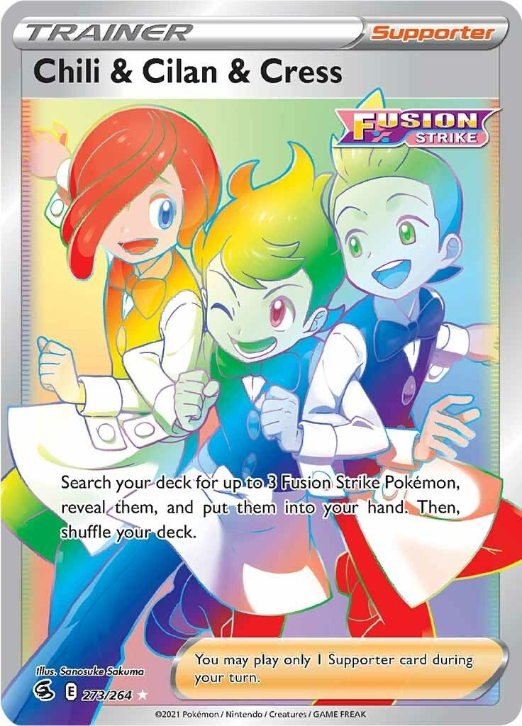 Image for Chili & Cilan & Cress (Secret) (273/264) (SWSH08: Fusion Strike) - Pokemon