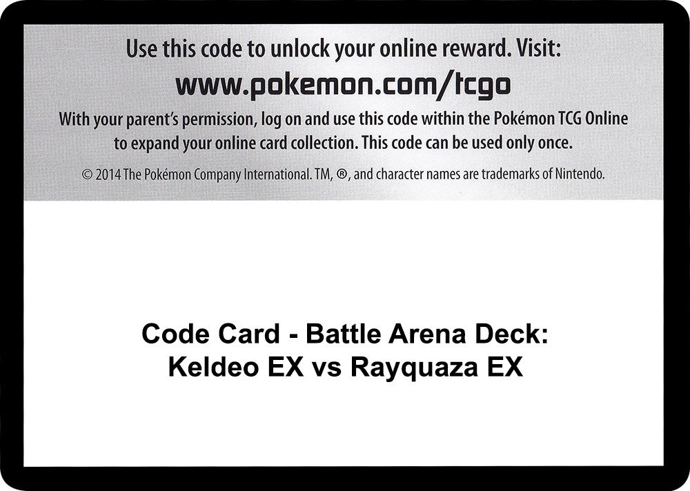 Image for Code Card - Battle Arena Deck: Keldeo EX vs Rayquaza EX (XY - Steam Siege) - Pokemon