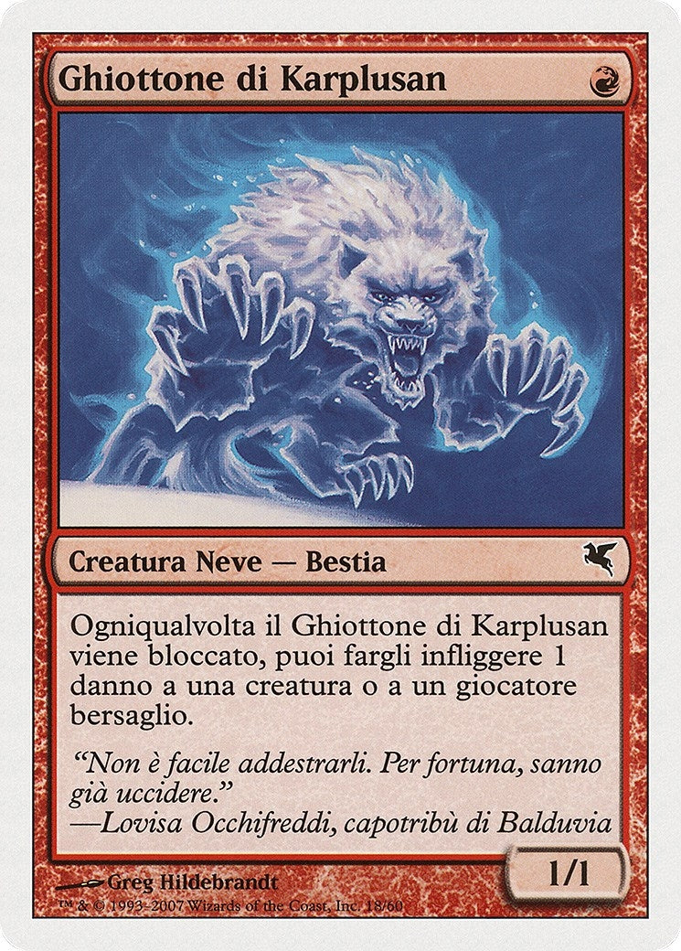 Image for Karplusan Wolverine (Italian) - "Ghiottone di Karplusan" (K18) (Magic Encyclopedia 2005 (Salvat/Hachette)) - Magic: The Gathering