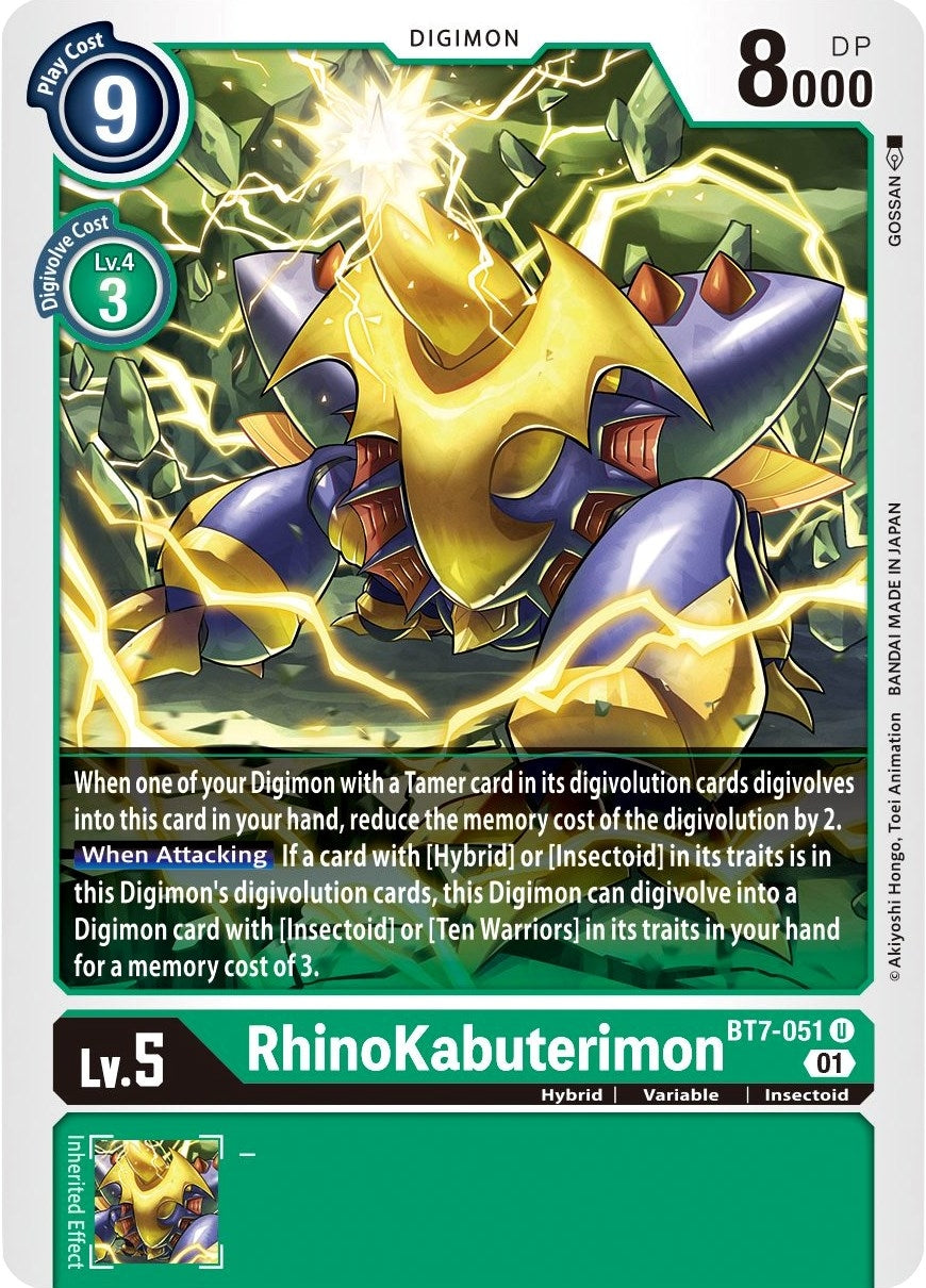 Image for Rhinokabuterimon (BT7-051 U) (Next Adventure) - Digimon Card Game