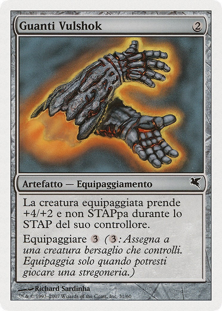Image for Vulshock Gauntlets (Italian) - "Guanti Vulshok" (L31) (Magic Encyclopedia 2005 (Salvat/Hachette)) - Magic: The Gathering