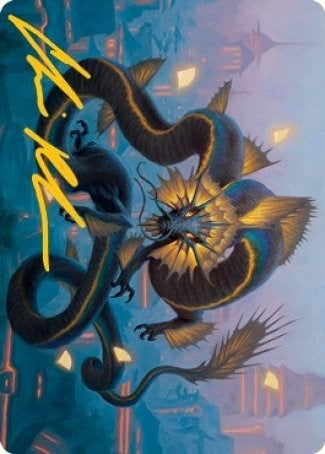 Image for Ao, the Dawn Sky Art Card (25/81) (Gold-Stamped Signature) (25) (Art Series: Kamigawa: Neon Dynasty) - Magic: The Gathering