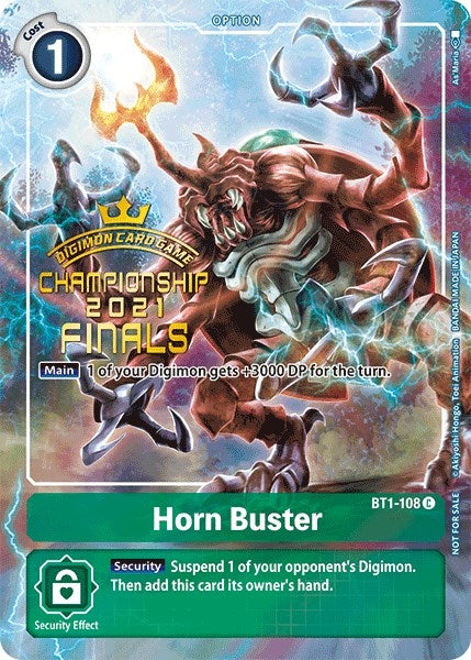 Image for Horn Buster (2021 Championship Finals Tamer's Evolution Pack) (BT1-108 C) (Release Special Booster 1.0) - Digimon Card Game