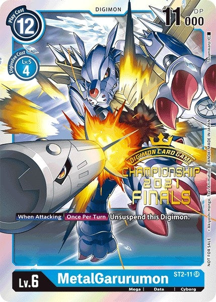 Image for MetalGarurumon (2021 Championship Finals Event Pack Alt-Art Gold Stamp Set) (ST2-11 SR) (Starter Deck 02: Cocytus Blue) - Digimon Card Game