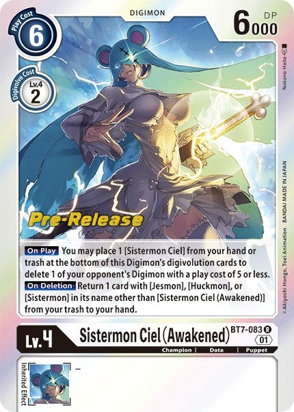 Image for Sistermon Ciel (Awakened) (BT7-083 R) (Next Adventure Pre-Release Cards) - Digimon Card Game