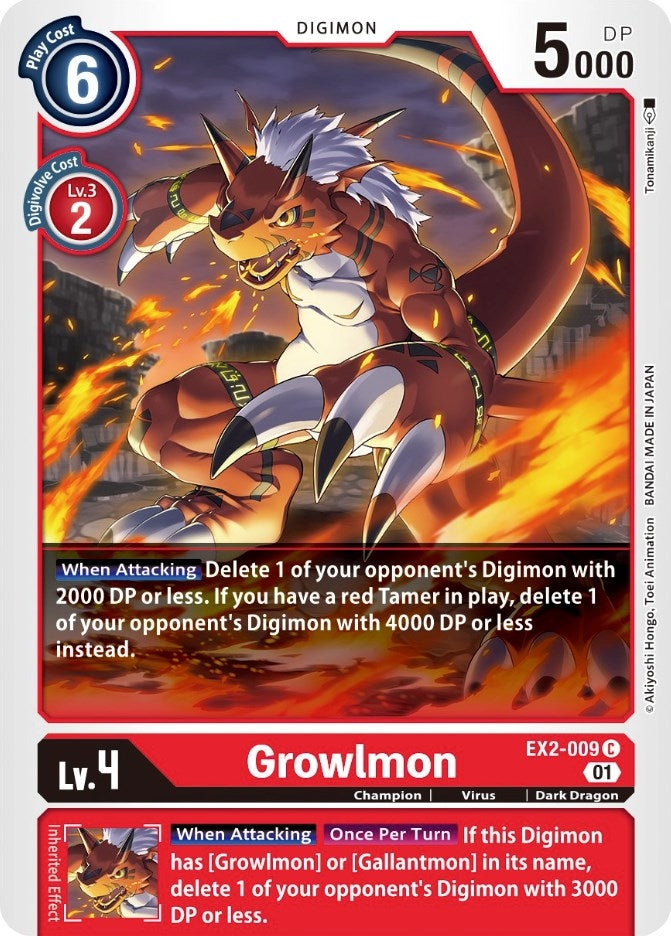 Image for Growlmon (EX2-009 C) (Digital Hazard) - Digimon Card Game