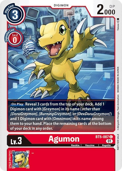 Image for Agumon - BT5-007 (Tamer Party Vol. 4 Promo) (BT5-007 C) (Battle of Omni) - Digimon Card Game