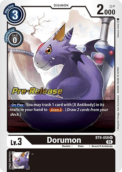 Image for Dorumon (BT9-058 U) (X Record Pre-Release Cards) - Digimon Card Game
