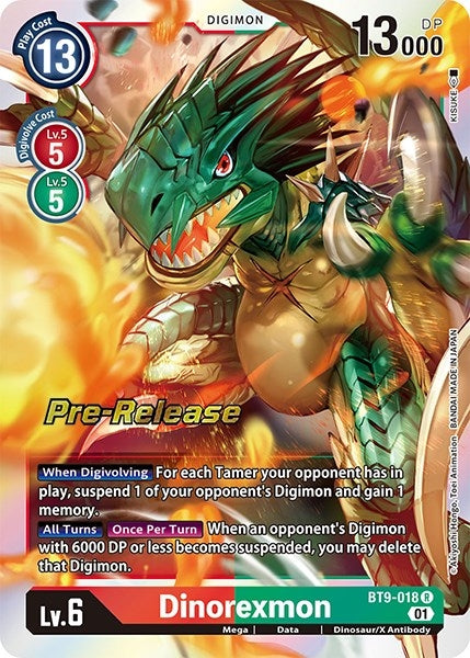 Image for Dinorexmon (BT9-018 R) (X Record Pre-Release Cards) - Digimon Card Game