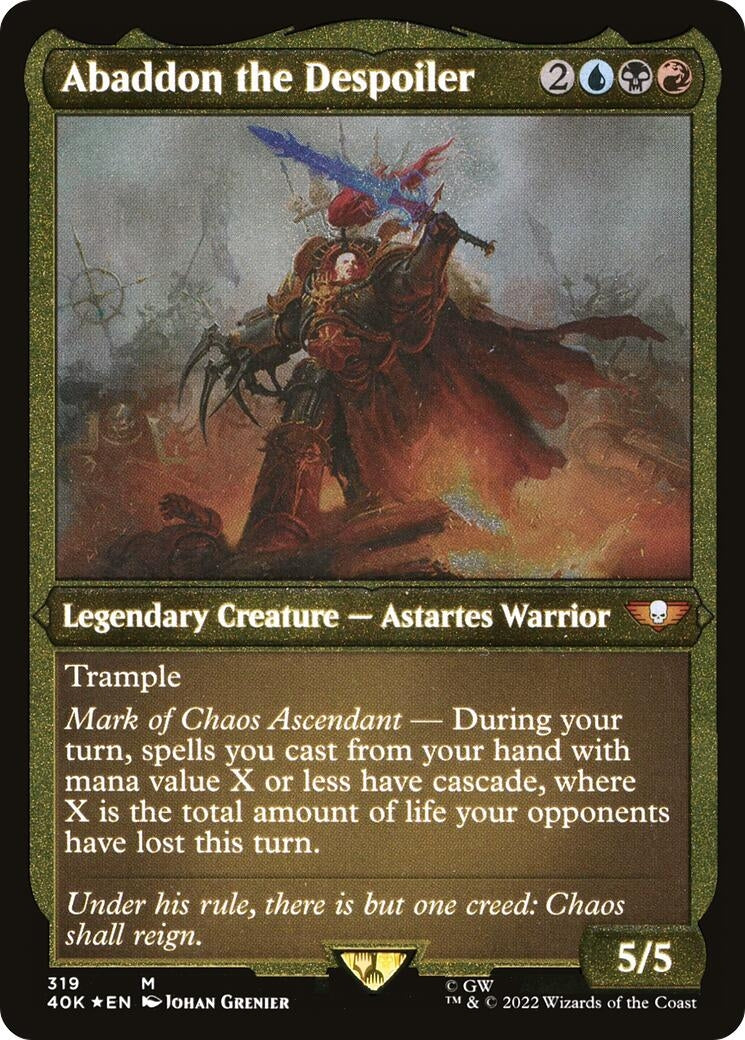 Image for Abaddon the Despoiler (Display Commander) (Foil Etched) - Thick Stock (319) (Universes Beyond: Warhammer 40,000) - Magic: The Gathering