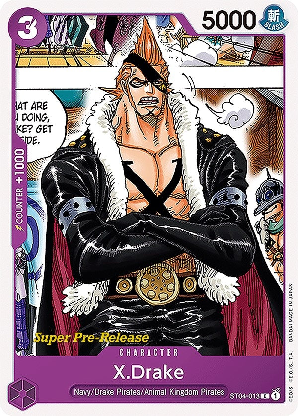 Image for X.Drake (ST04-013) (Super Pre-Release Starter Deck 4: Animal Kingdom Pirates) - One Piece Card Game