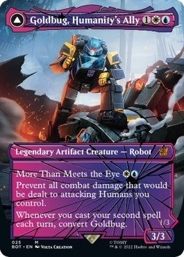 Image for Goldbug, Humanity's Ally (Shattered Glass) (25) (Universes Beyond: Transformers) - Magic: The Gathering