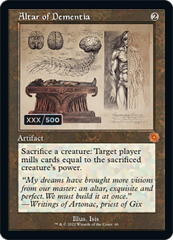 Image for Altar of Dementia (Schematic) (Serial Numbered) (66) (The Brothers' War: Retro Frame Artifacts) - Magic: The Gathering