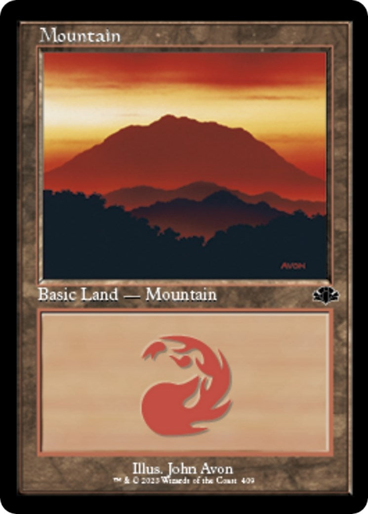 Image for Mountain (409) (Retro Frame) (409) (Dominaria Remastered) - Magic: The Gathering