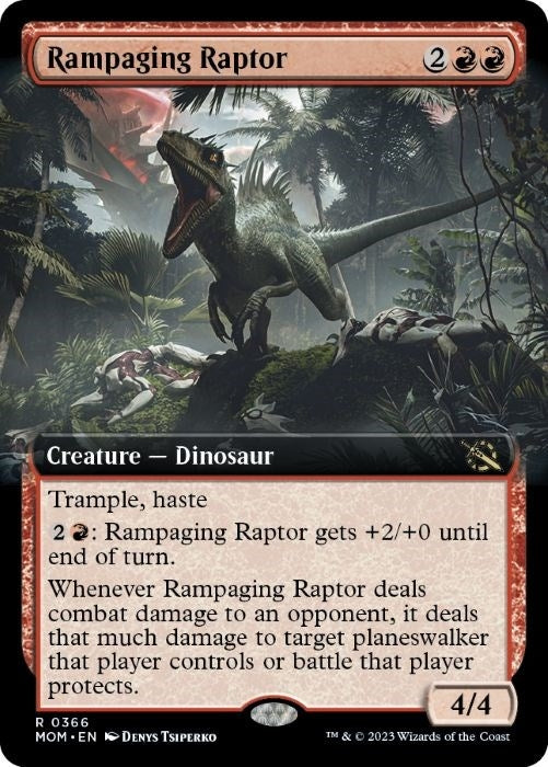 Image for Rampaging Raptor (Extended Art) (366) (March of the Machine) - Magic: The Gathering
