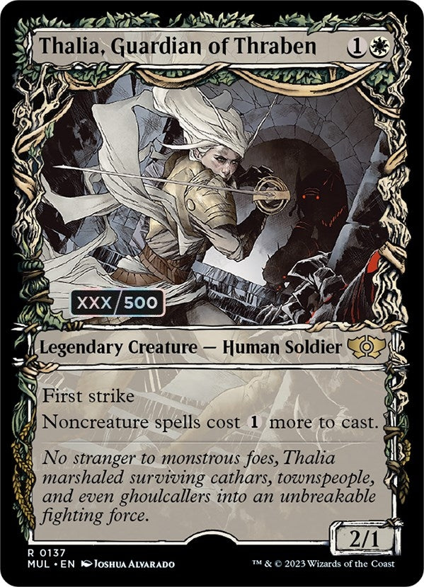 Image for Thalia, Guardian of Thraben (Serial Numbered) (137) (March of the Machine: Multiverse Legends) - Magic: The Gathering