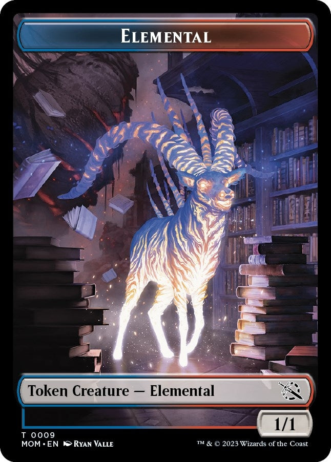 Image for Elemental (0009) // Emblem - Wrenn and Realmbreaker Double-Sided Token (9 // 23) (March of the Machine) - Magic: The Gathering