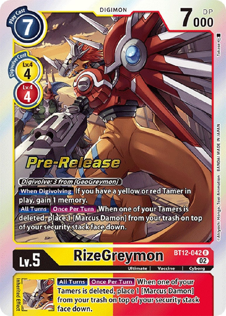 Image for RizeGreymon (BT12-042 R) (Across Time Pre-Release Cards) - Digimon Card Game