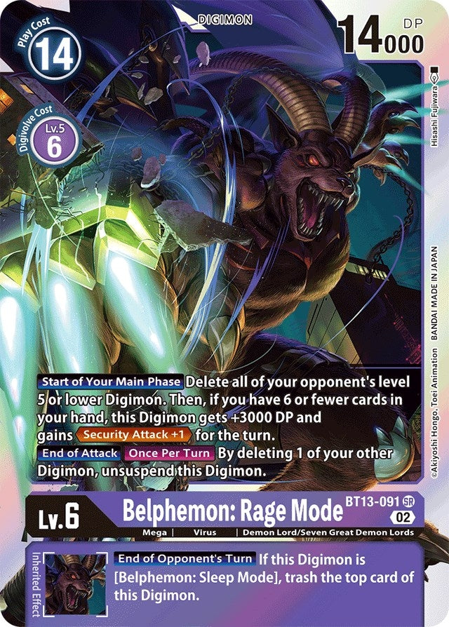 Image for Belphemon: Rage Mode (BT13-091 SR) (Versus Royal Knights) - Digimon Card Game