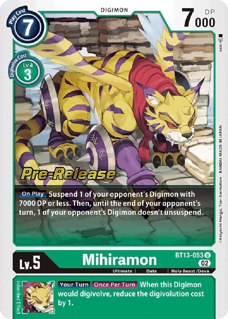 Image for Mihiramon (BT13-053 U) (Versus Royal Knights Pre-Release Cards) - Digimon Card Game