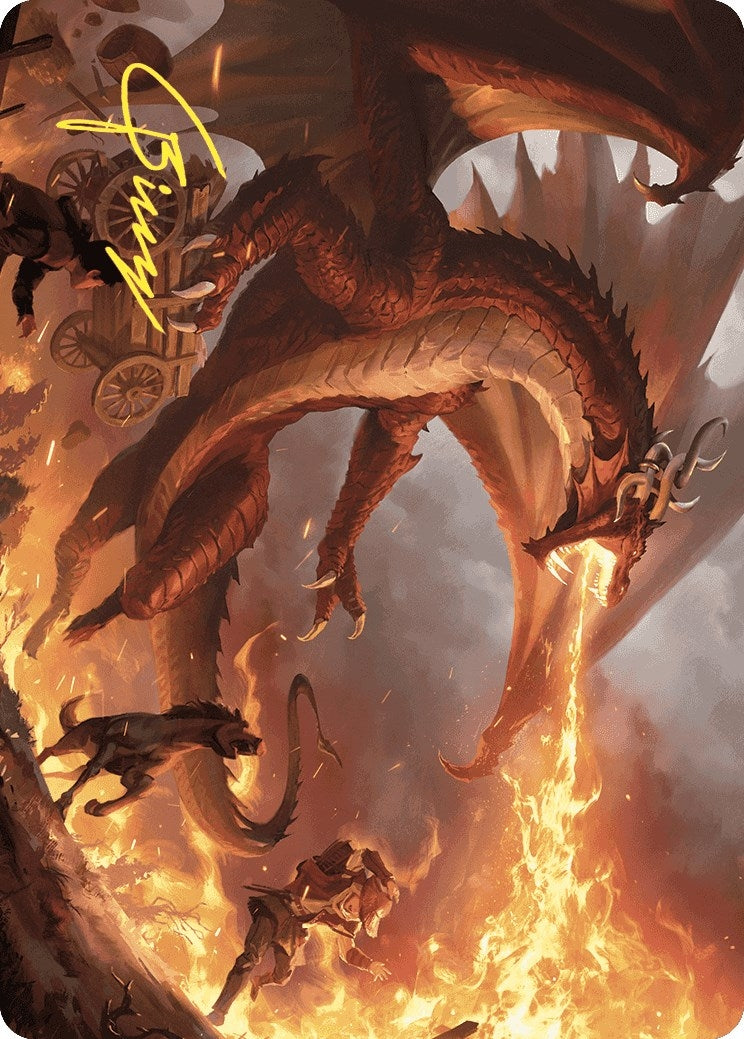 Image for Realm-Scorcher Hellkite Art Card (Gold-Stamped Signature) (19) (Art Series: Wilds of Eldraine) - Magic: The Gathering