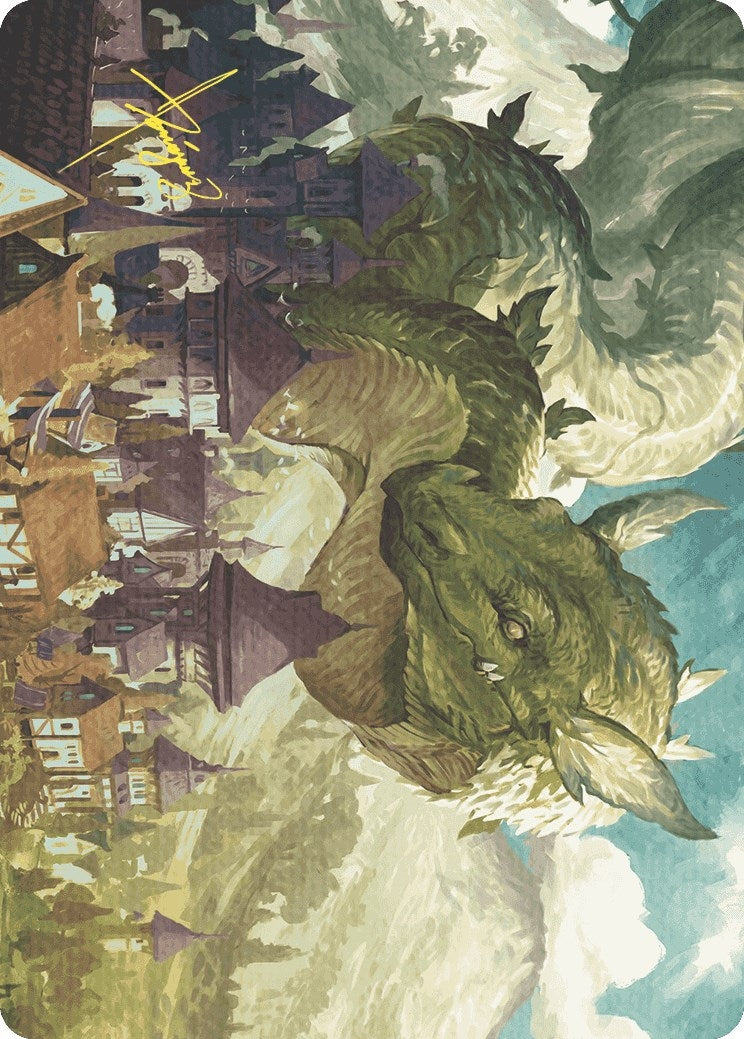Image for Beanstalk Wurm Art Card (Gold-Stamped Signature) (23) (Art Series: Wilds of Eldraine) - Magic: The Gathering