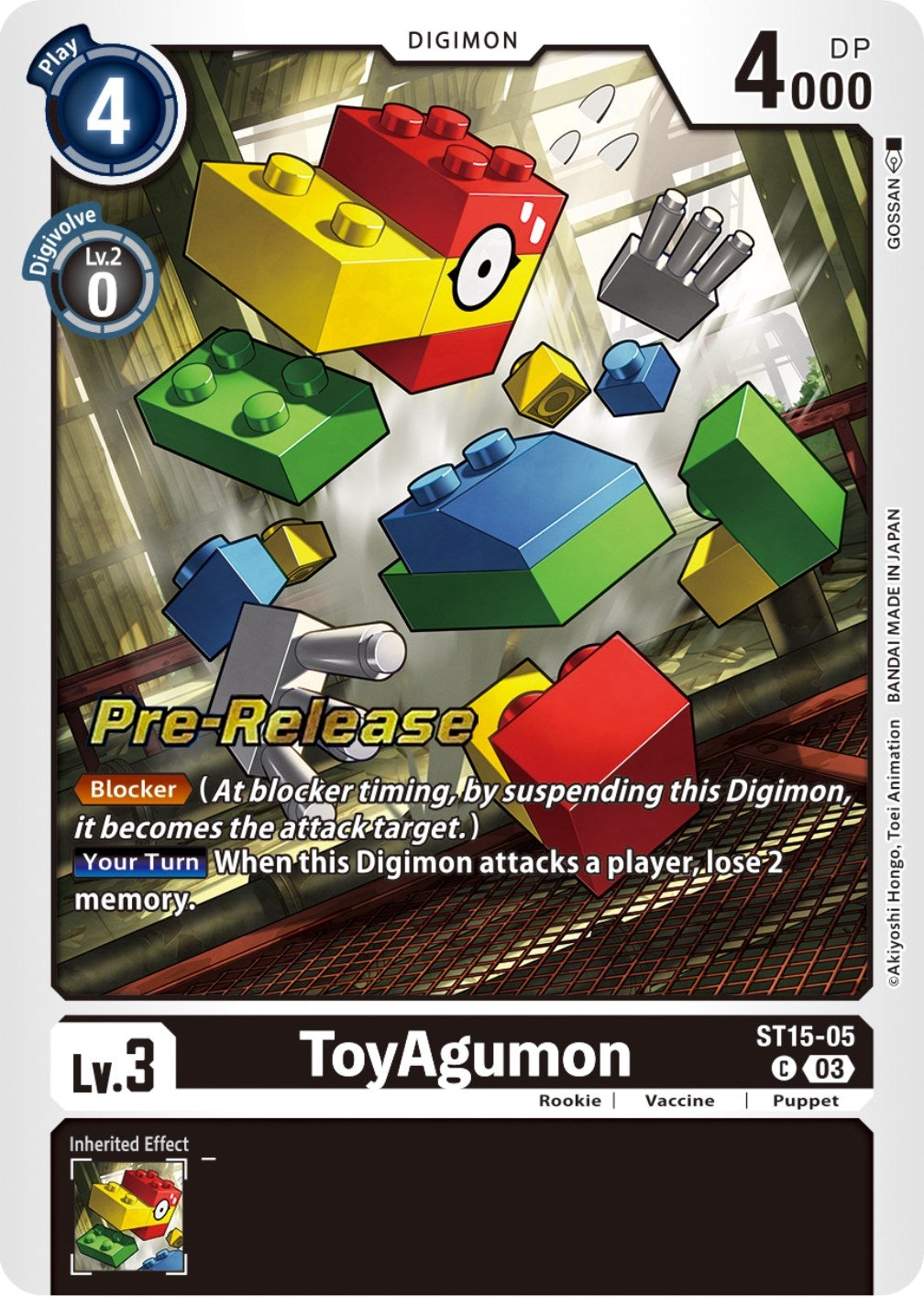 Image for ToyAgumon (ST15-05 C) (Starter Deck 15: Dragon of Courage Pre-Release Cards) - Digimon Card Game