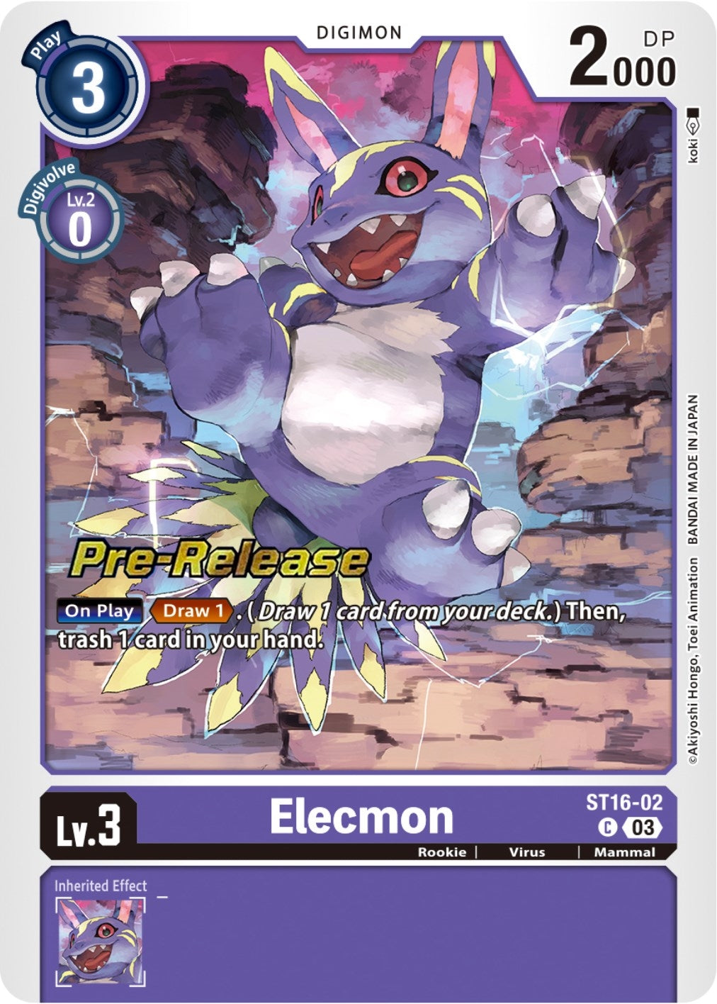 Image for Elecmon (ST16-02 C) (Starter Deck 16: Wolf of Friendship Pre-Release Cards) - Digimon Card Game