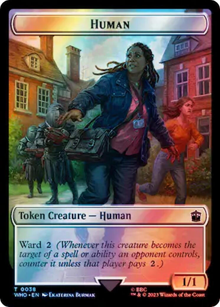 Image for Human (0038) // Food (0058) Double-Sided Token (Surge Foil) (38 // 58) (Universes Beyond: Doctor Who) - Magic: The Gathering