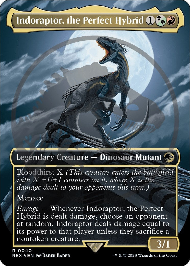 Image for Indoraptor, the Perfect Hybrid (Borderless) (Emblem) (40) (Universes Beyond: Jurassic World Collection) - Magic: The Gathering