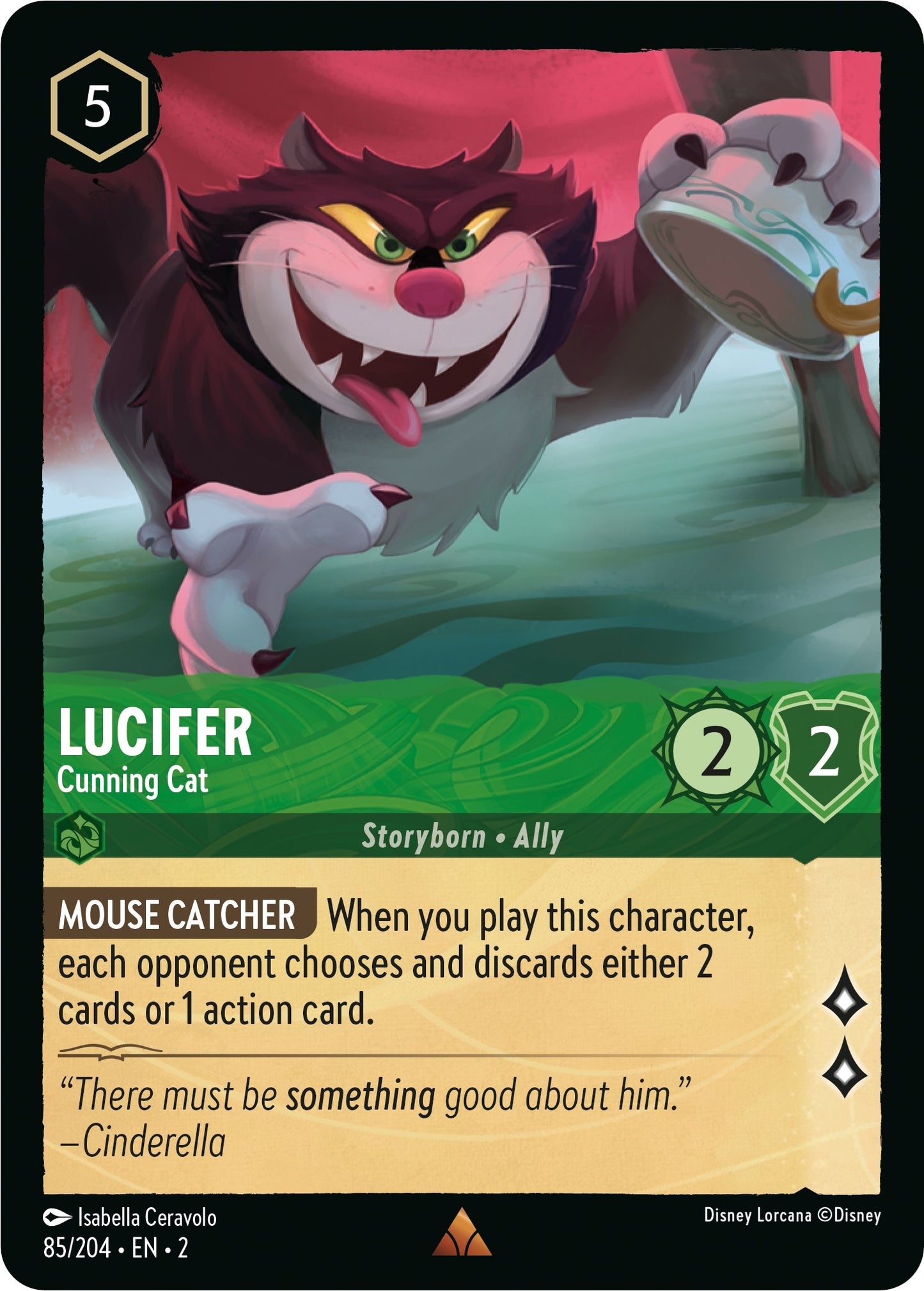 Image for Lucifer - Cunning Cat (85/204) (Rise of the Floodborn) - Disney Lorcana